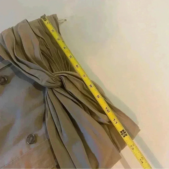 Rokh Midi Skirt 38 4 S Brown Beige Tan Twist Front Button Embellished Cotton - Picture 9 of 16